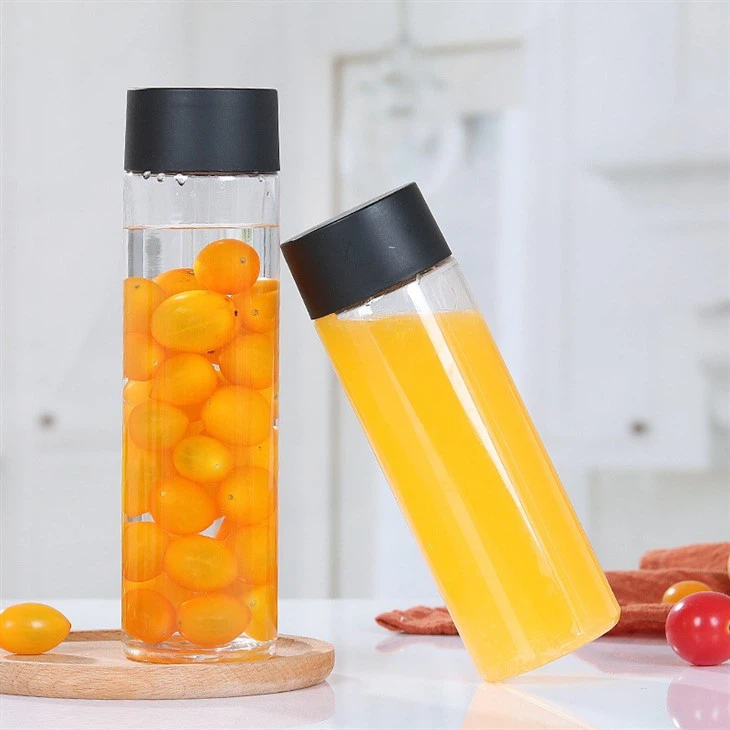 16oz Round Plastic Juice Bottles With Black Lids factory